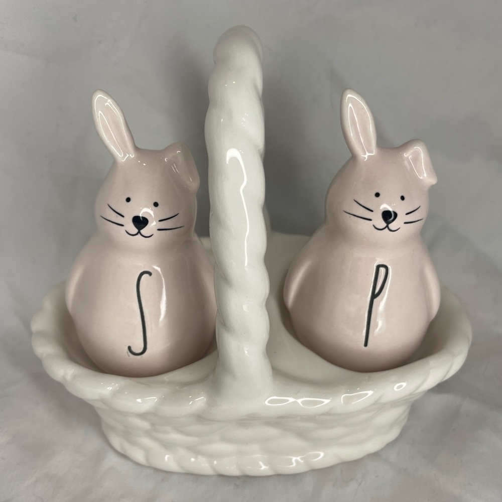 Rae Dunn Pink Bunny Basket Easter Spring Salt & Pepper Shakers
